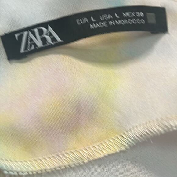 ZARA TIE DYE SLIP MIDI RUCHED SIDE DRESS L - Picture 5 of 5